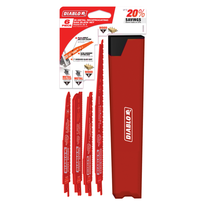 Diablo DS006S 6 pc Nail-Embedded Wood and Metal Cutting/Demolition Reciprocating Blade Set