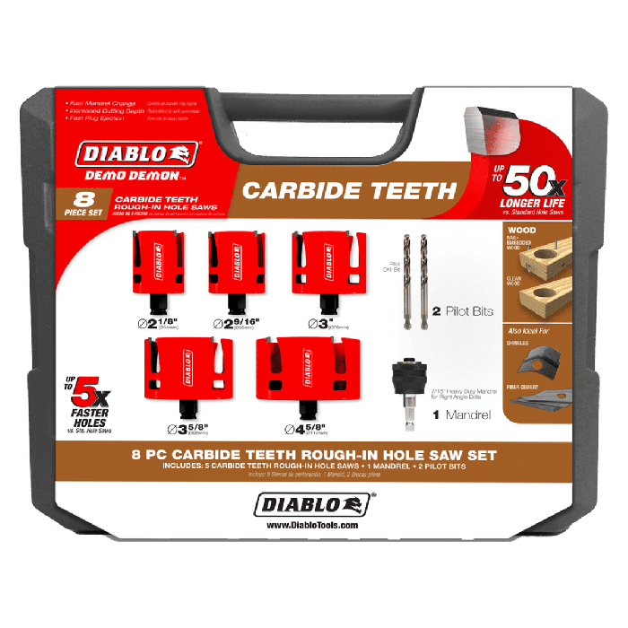 Diablo Demo Demon Carbide Teeth Rough-In Hole Saw Set (8-pc) - Image 1