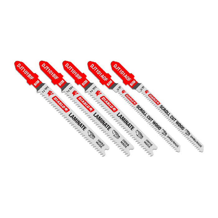 Diablo DJT505 5 pc Bi-Metal T-Shank Jig Saw Blade Set for Laminate Cutting