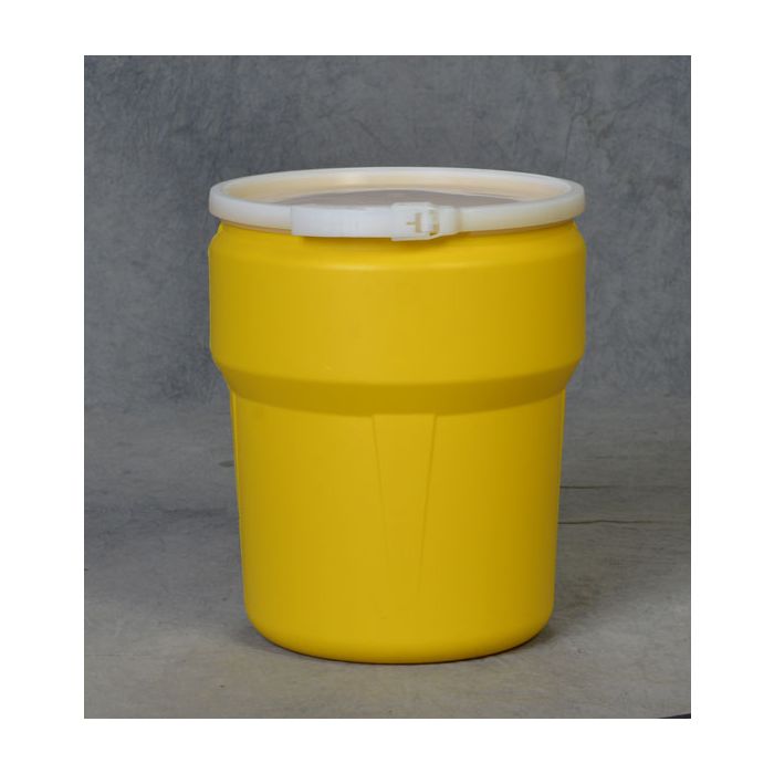 Eagle Manufacturing 1609 Yellow 10 Gallon Open Head Poly Drum with Plastic Lever-Lock