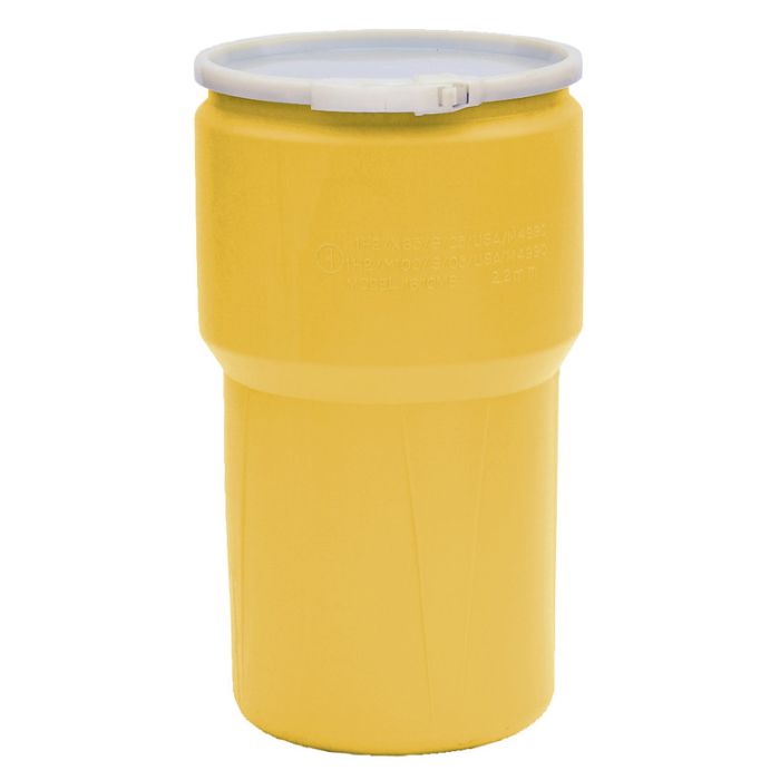Eagle Manufacturing 1610 Yellow 14 Gallon Open Head Poly Drum with Plastic Lever-Lock