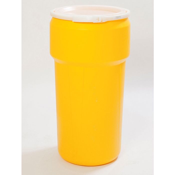 Eagle Manufacturing 1623 Yellow 20 Gallon Open Head Poly Drum with Plastic Lever-Lock