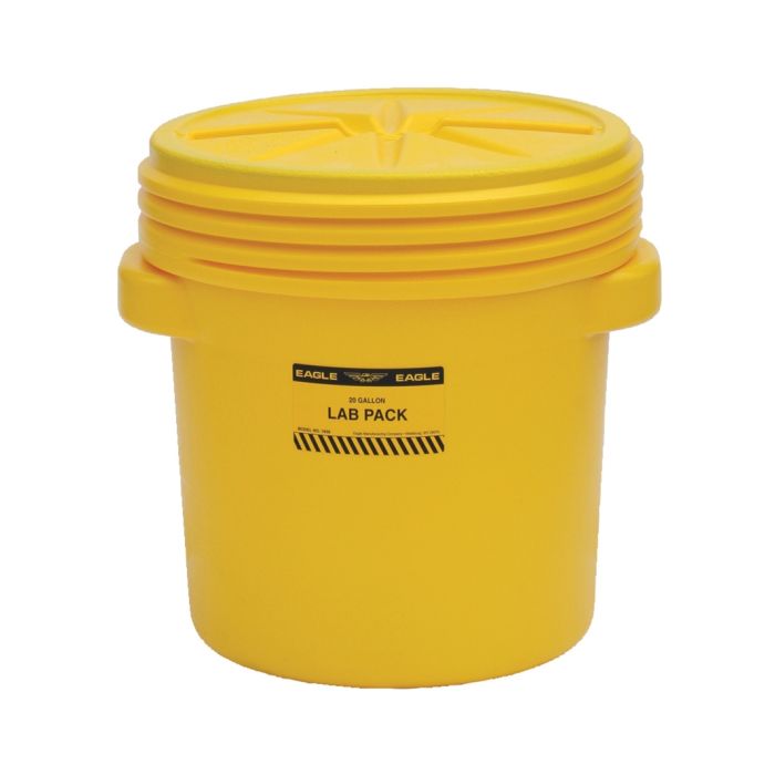 Eagle Manufacturing 1652 High Density Polyethylene 20 Gallon Lab Pack with Plastic Lever-Lock - Yellow