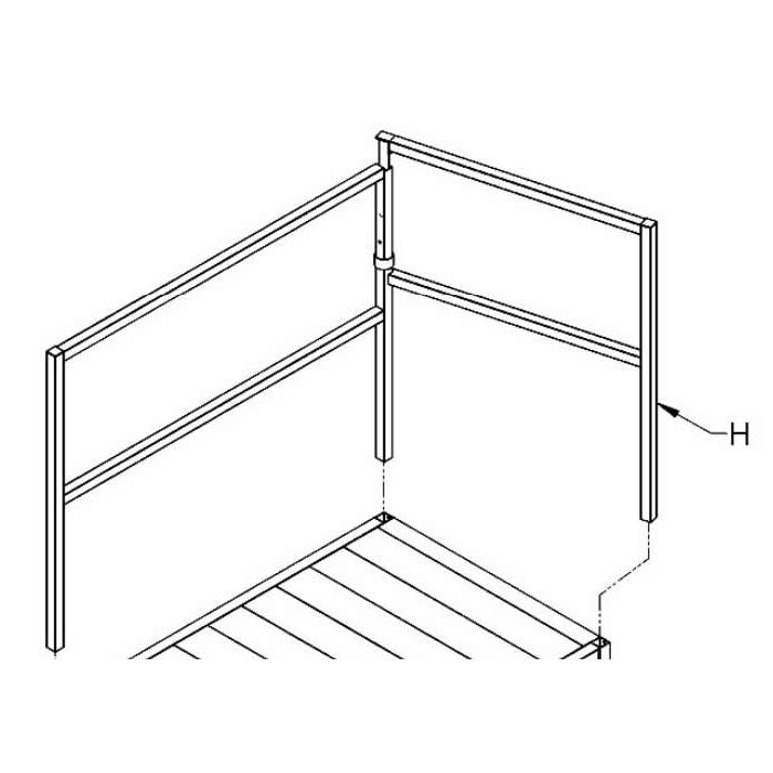 Platform Rail for L-Shape Configuration Fortress Stairs - Two Interlocking Rails - 40