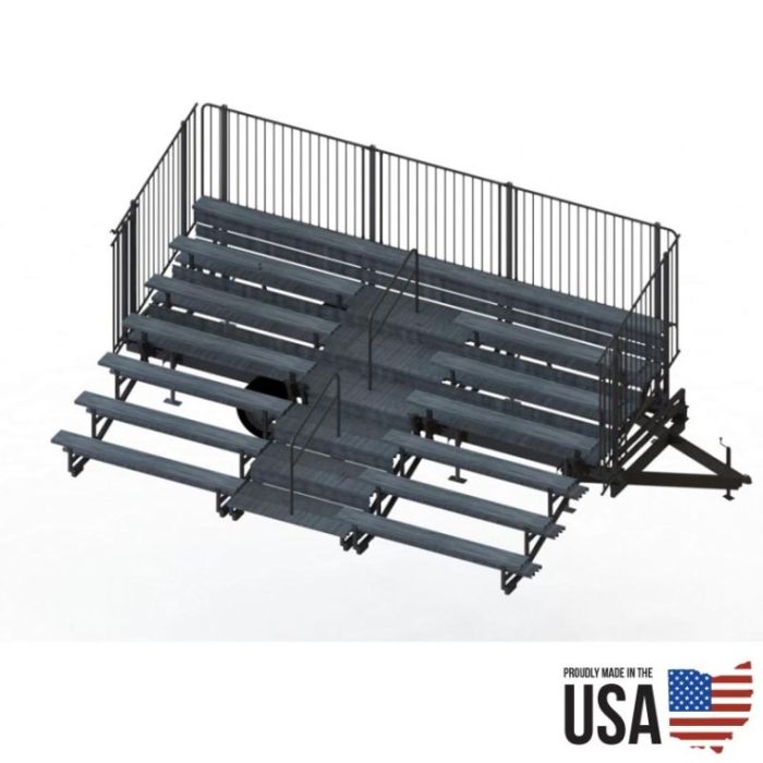 Granite Industries 90836 Fold-N-Tow Portable Bleachers - 72 Seat Capacity
