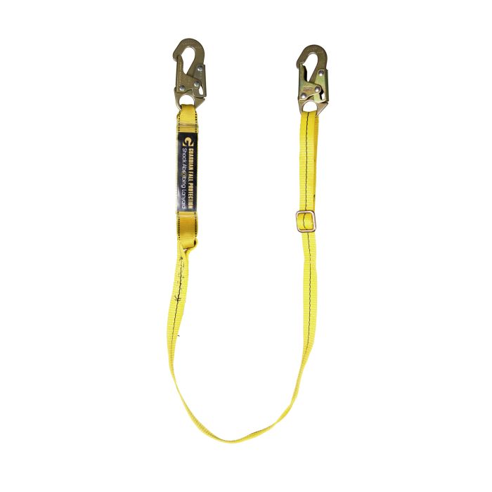 Guardian 01285 4' - 6' Single Leg Shock Absorbing Adjustable Lanyard with Snaphooks
