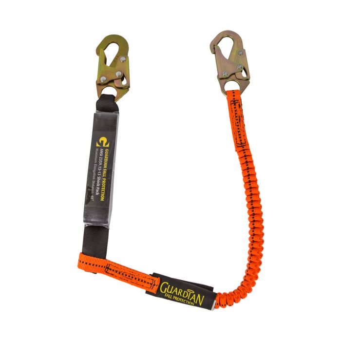 Guardian 11900 4-1/2' - 6' Single Leg Tiger Tail Stretch Lanyard with Snaphooks