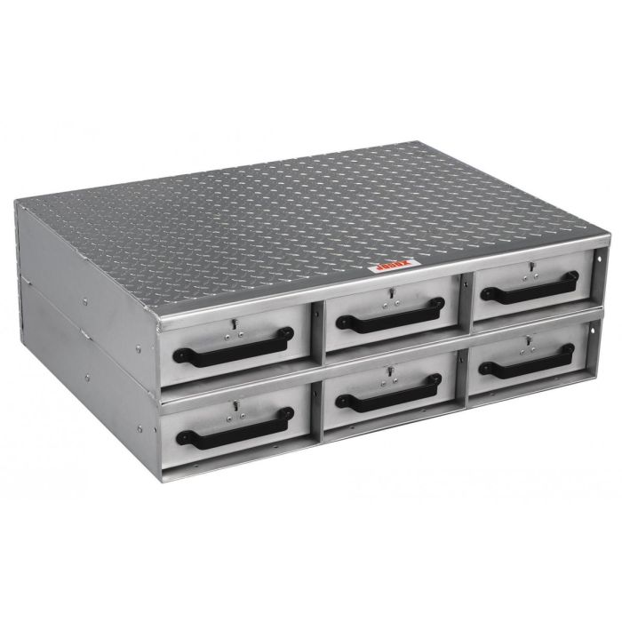 JOBOX 1406980 6 Drawer Short Floor Heavy-Duty Aluminum Drawer Storage - 36