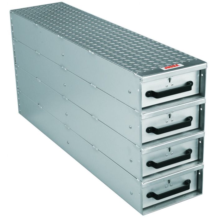 JOBOX 1409980 4 Drawer Long Stacked Heavy-Duty Aluminum Drawer Storage - 12