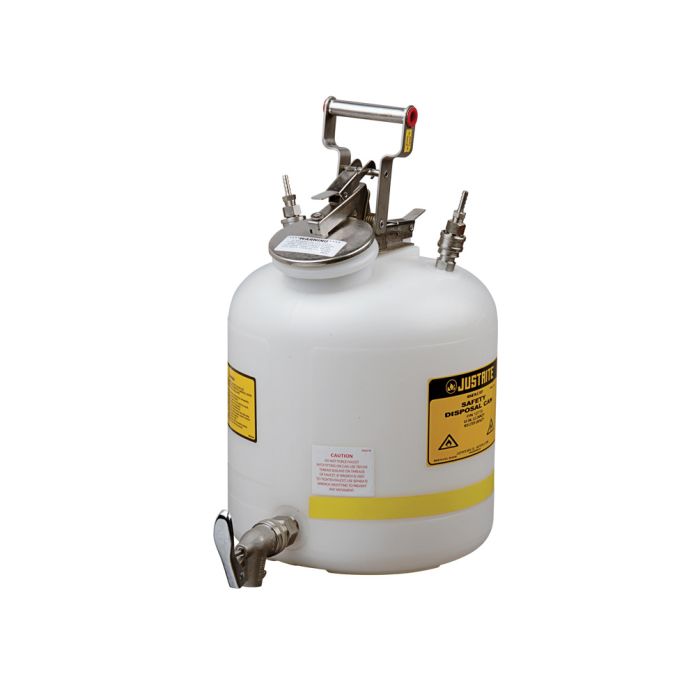 Justrite 12771 Disposal Can with faucet - Quick-Disconnect - Stainless Steel Fittings for 3/8