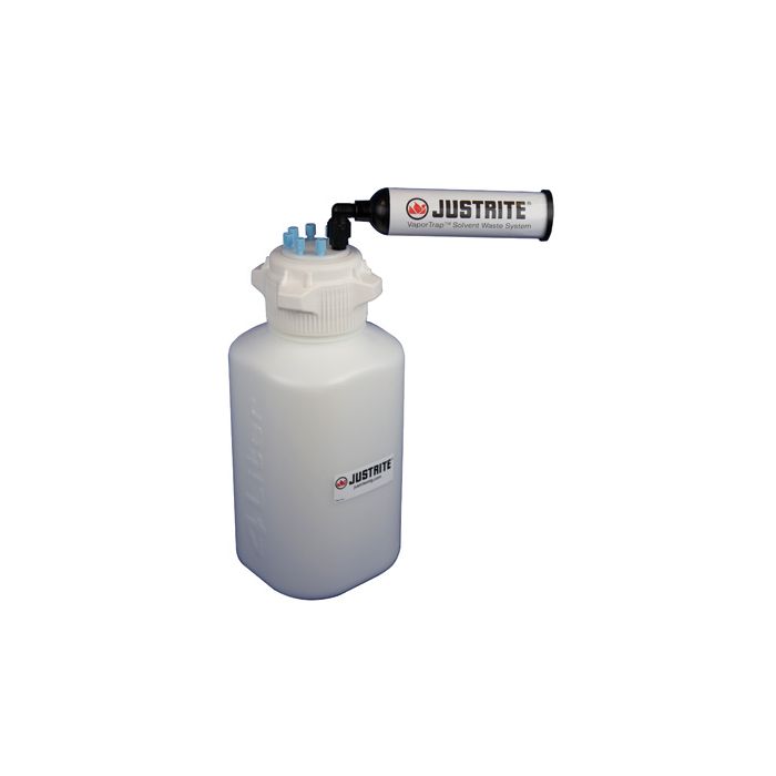 Justrite 12800 4L HDPE VaporTrap Carboy with Filter Kit, 83mm cap, 6 ports 1/8