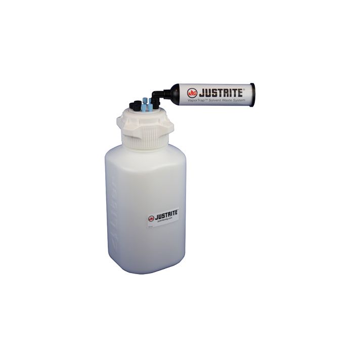 Justrite 12810 4L HDPE VaporTrap Carboy with Filter Kit, 83mm cap, 4 ports 1/8
