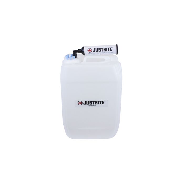 Justrite 12839 20L HDPE VaporTrap UN/DOT Carboy with Filter Kit, 70mm cap, 6 ports 1/8