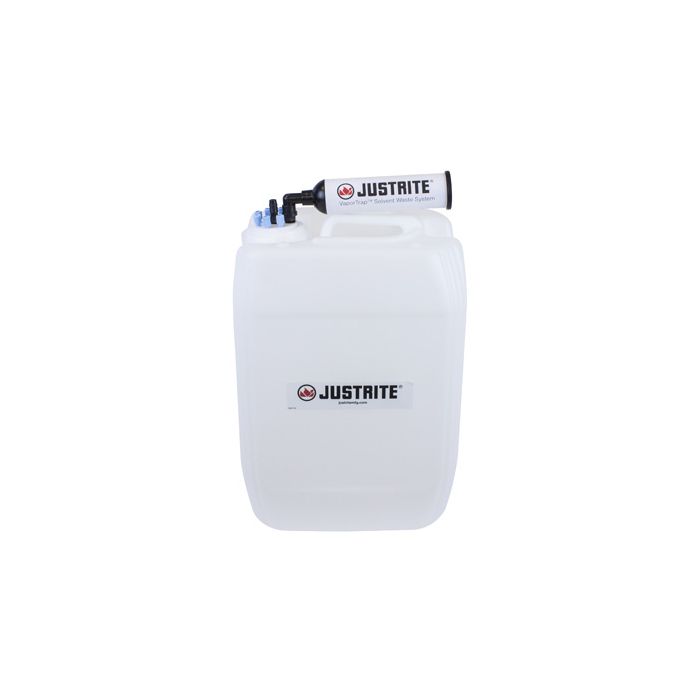 Justrite 12841 20L HDPE VaporTrap UN/DOT Carboy with Filter Kit, 70mm cap, 6 ports 1/8