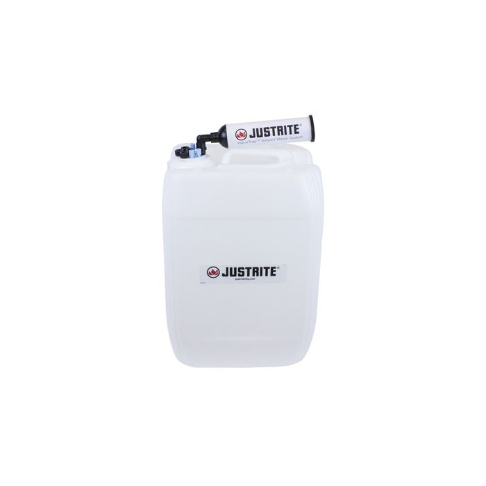 Justrite 12845 20L HDPE VaporTrap UN/DOT Carboy with Filter Kit, 70mm cap, 4 ports 1/8