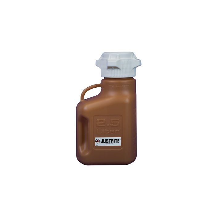 Justrite Amber High Density Polyethylene Carboys with 83 mm Caps