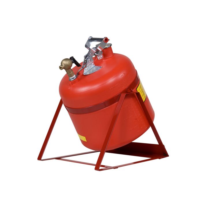 Justrite 14535 5-Gallon Polyethylene Tilt-style Safety Can with Stand - Stainless Steel Hardware and Top Self-Close Brass Faucet - Flame Arrester