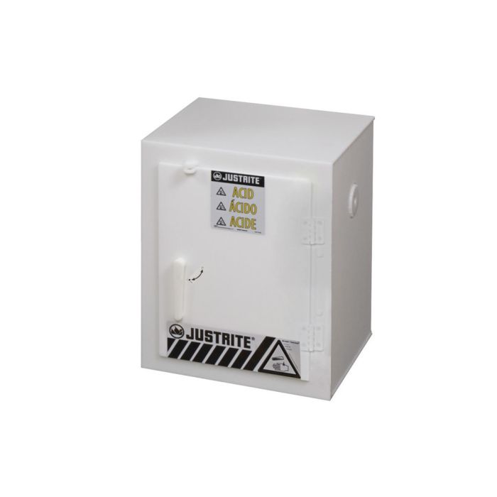 Justrite 24004 Polyethylene Countertop Corrosives/Acid Cabinet Holds Six 2-1/2 Liter Bottles - 1 Door