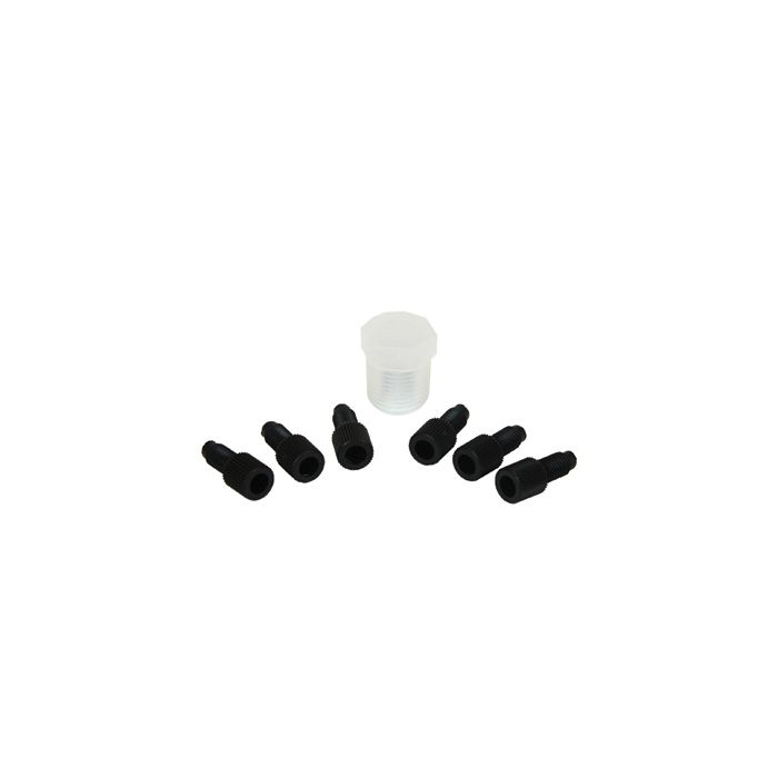 Justrite 28180 Replacement Poly Plug Cap Kit for HPLC Poly (PTFE) Manifold - Six 1/4-28 Caps and One 3/8