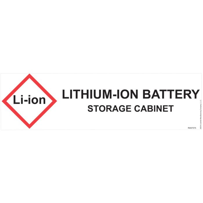 Justrite 29018 Lithium Ion Battery Storage Label For Hazardous Material Safety Cabinets