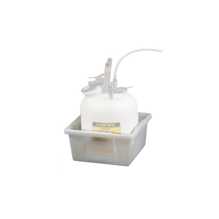 Justrite 84003 Translucent Polyethylene HPLC Can Spill Basin with 5-Gallon Spill Capacity