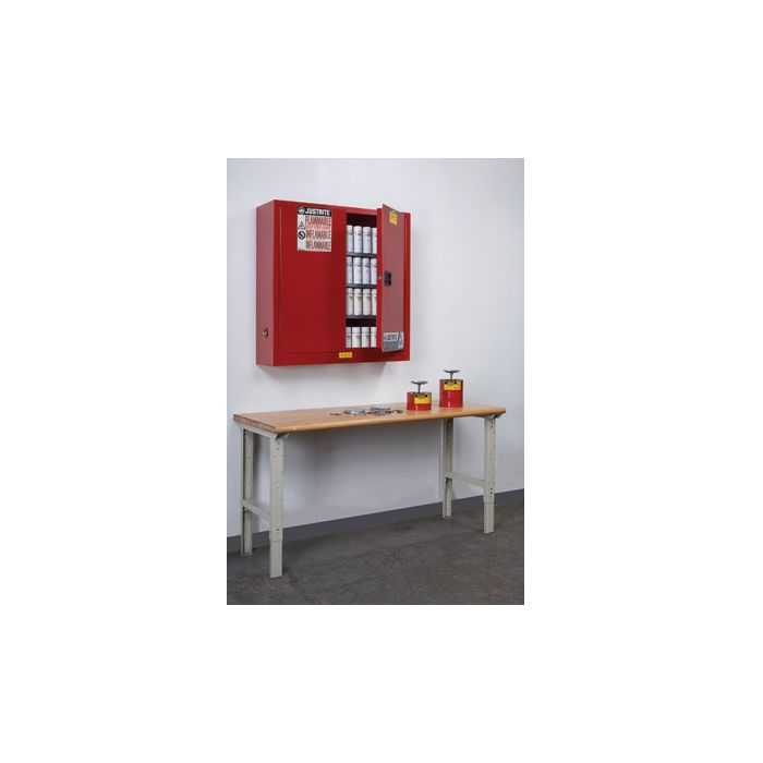 Justrite 8934016 - 20 Gallon Wall Mount Manual Close Sure-Grip EX Combustibles Safety Cabinet