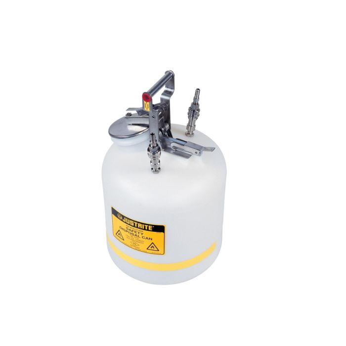 Justrite TF12755 Quick-Disconnect Disposal Safety Can - Stainless Steel Fittings for 3/8