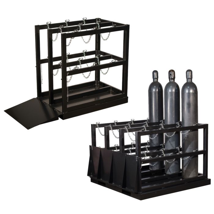 Justrite 35224 Gas Cylinder Barricade Rack Pallet with Ramp - 6 Cylinder Capacity