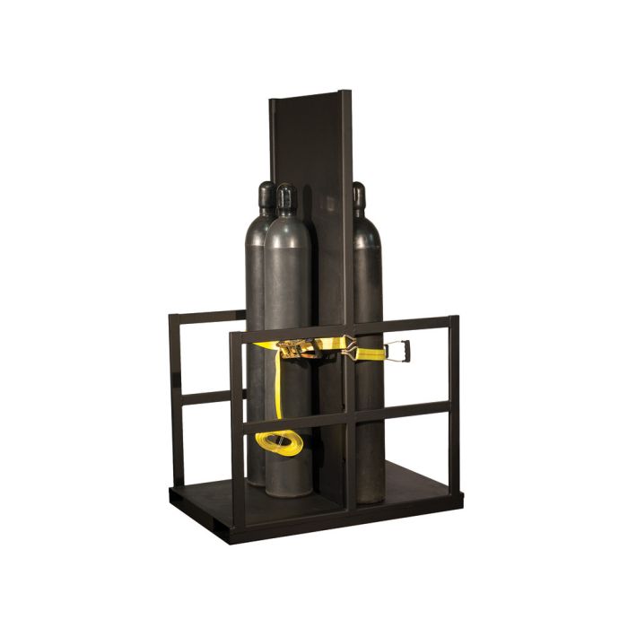 Justrite 35222 Gas Cylinder Forklift Pallet with Firewall - 12 Cylinder Capacity - End Loaded