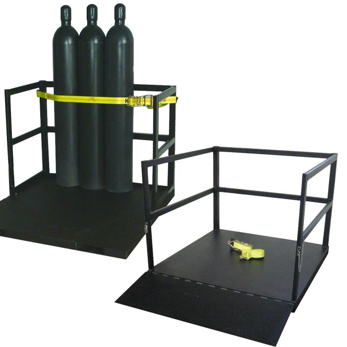 Justrite End-Loaded Gas Cylinder Forklift Pallets with Optional Ramp