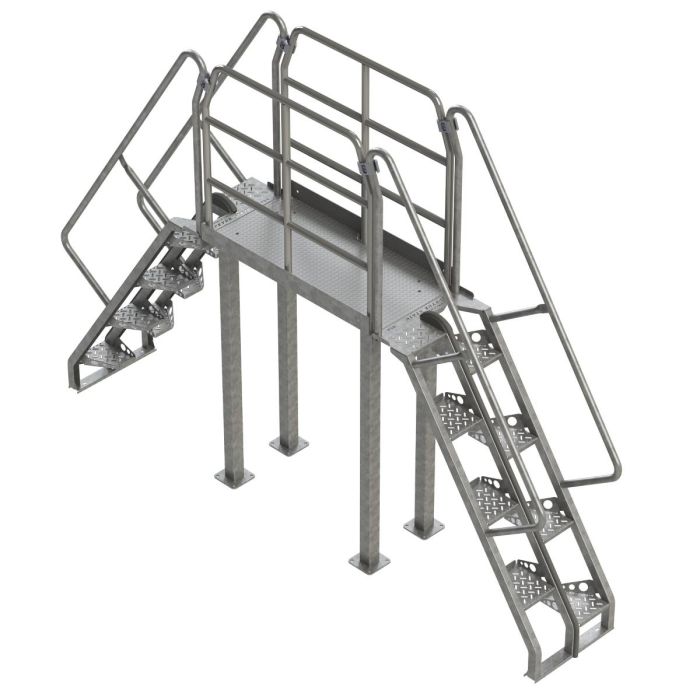 Lapeyre 56° Alternating-Tread Crossover Ladders - Galvanized Steel