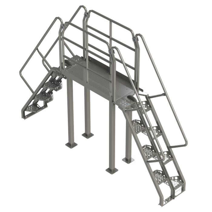 Lapeyre 56° Alternating-Tread Crossover Ladders - Stainless Steel