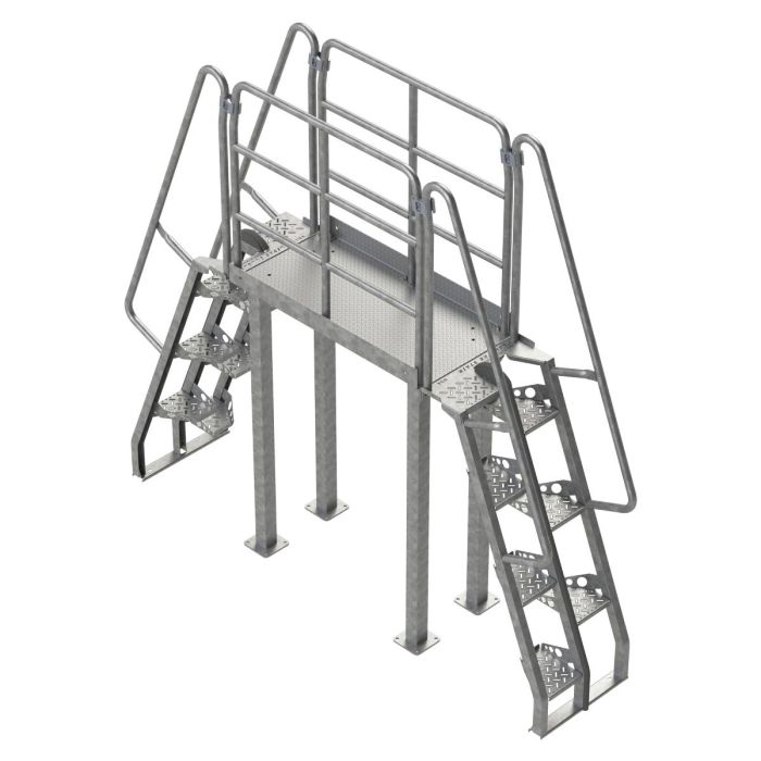 Lapeyre 68° Alternating-Tread Crossover Ladders - Galvanized Steel