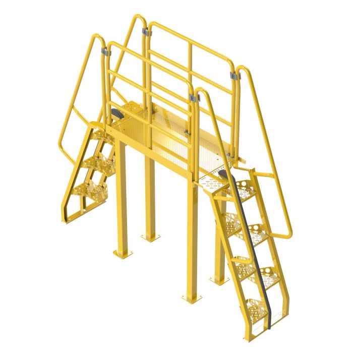 Lapeyre 68° Alternating-Tread Crossover Ladders - Powder Coated Yellow Steel