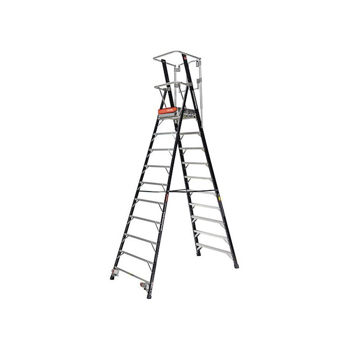 Little Giant 19610 Safety Cage 10' Type IAA Fiberglass Ladder - 300 lbs