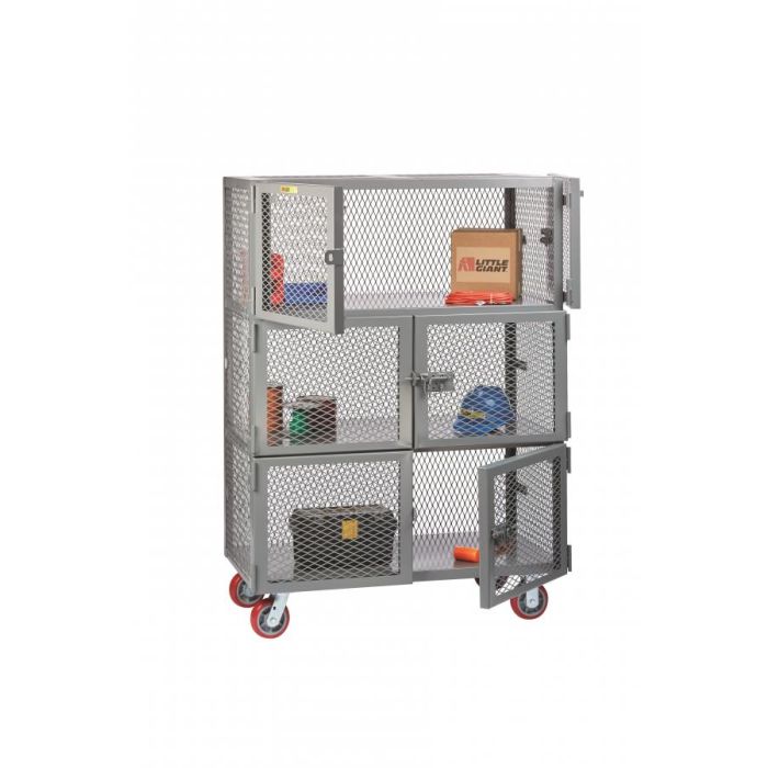 Little Giant Products Mobile 3 Compartment Storage Locker Carts