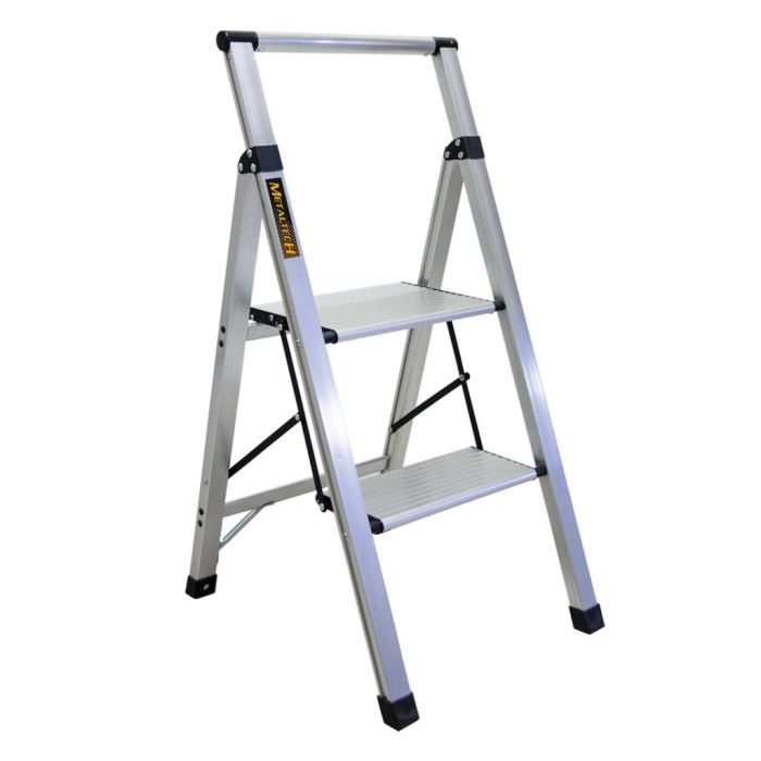 Metaltech E-SLA2YW 2-Steps Ultra-Flat Aluminum Step Stool - Type I - 250 lb Rated