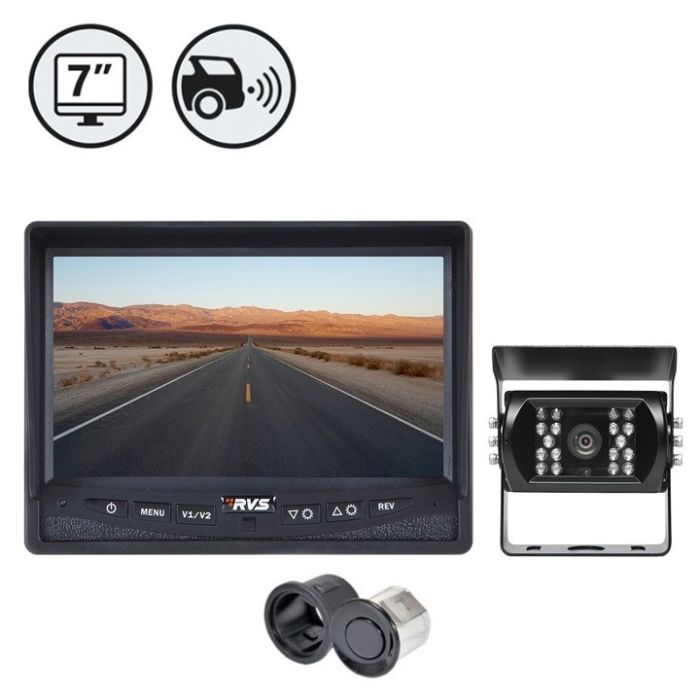 Rear View Safety Backup Camera Systems with Integrated Rear Sensors