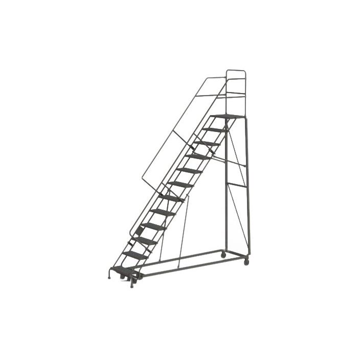 Tri-Arc KDHS112242 - 12  Step Heavy Duty 50&deg; Safety Angle Steel Rolling Ladder with 24