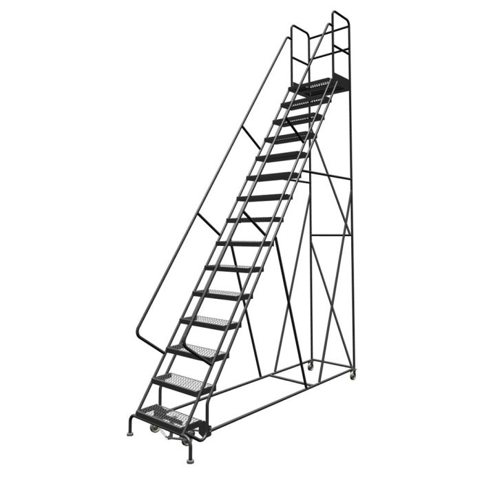 Tri-Arc KDSR115242-D3 - 15 Step Deep Top Step Rolling Ladder with 24