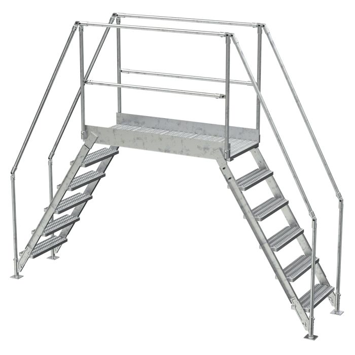 Vestil COL-6-56-44-HDG - 6 Step Galvanized Steel Crossover Ladder -58-1/4