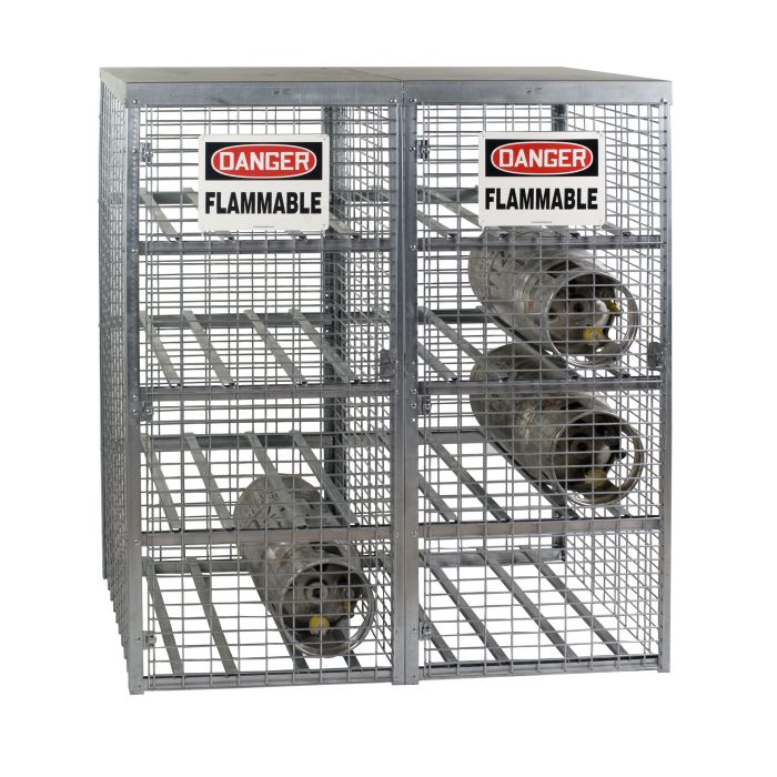 Vestil CYL-T-16 Horizontal Galvanized Cylinder Storage Cabinet for 16 Horizontal Cylinders - 58