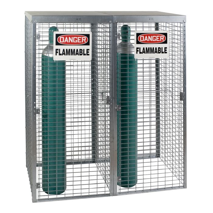 Vestil CYL-T-20 Vertical Galvanized Cylinder Storage Cabinet for 20 Vertical Cylinders - 60-1/2