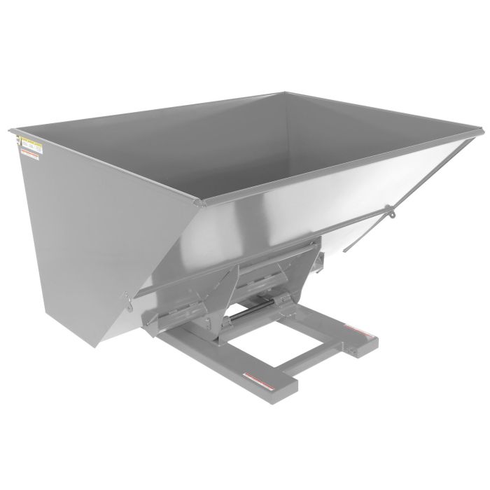 Vestil D-300-HD-HYD-SL - Silver Steel Heavy Duty Hydraulic Dumping Hopper -3 Cu. Yards - 6,000 lbs - 64-1/2