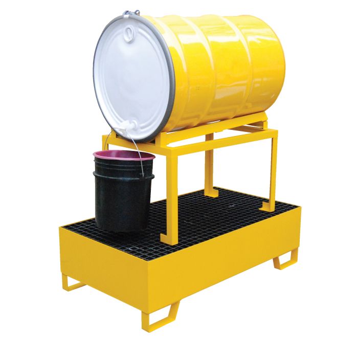 Vestil HSRB-YL-1 Horizontal Steel Retention Basin for 1 Drum with 1,200 lbs Capacity - 27