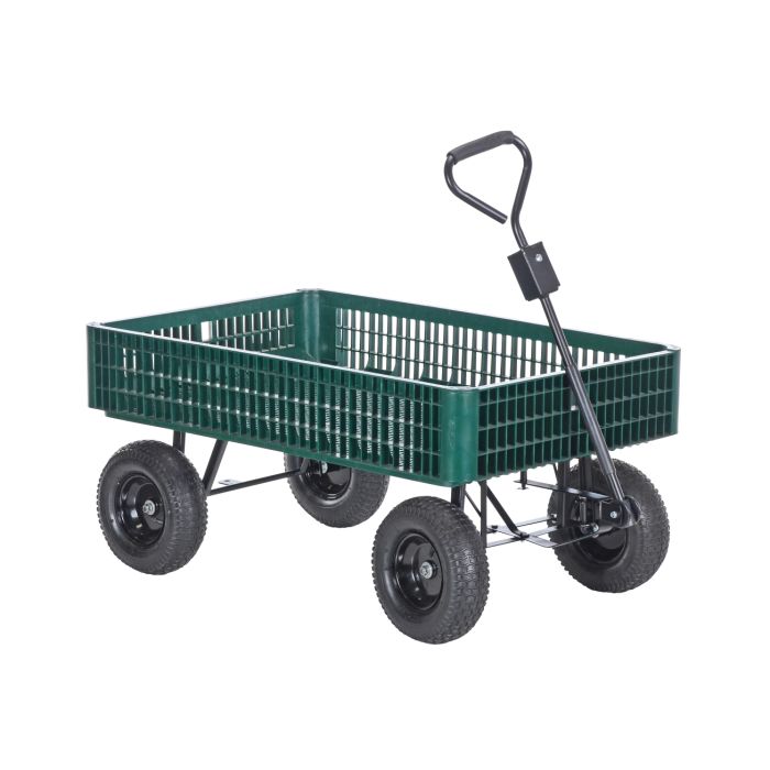 Vestil LSC-3052-PCW Steel with Plastic Crate Plastic Crate Cart with Pneumatic Wheels - 30