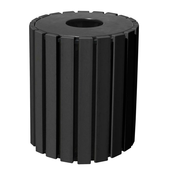 Vestil TR-PR-33-BK 33 Gallon Black Colored Round Trash and Waste Receptacle - 26-3/16