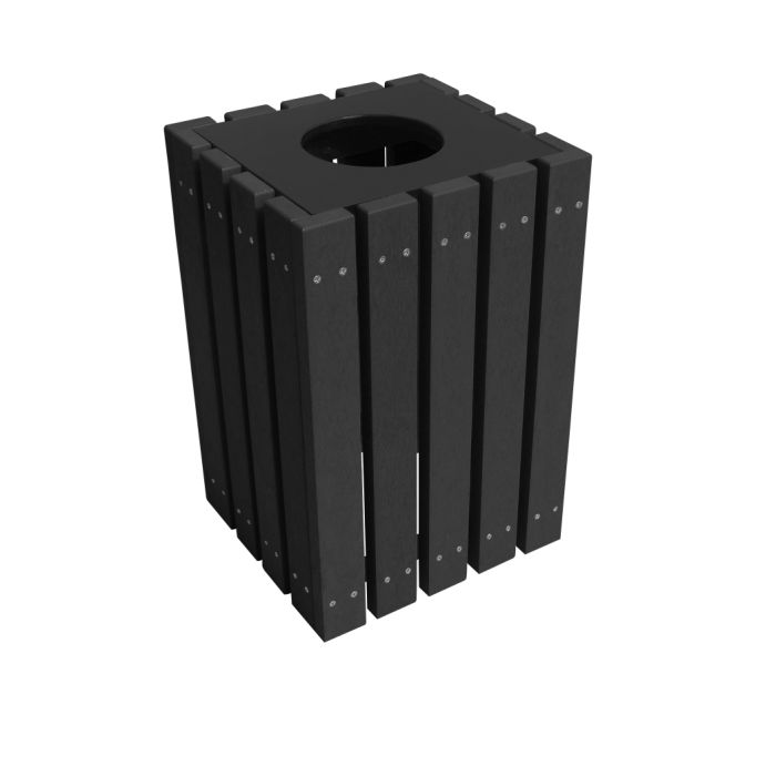 Vestil TR-PSQ-22-BK-BK 22 Gallon Black Colored Economy Trash and Waste Receptacle - 17
