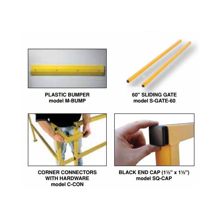 Vestil Accessories for Steel Square Safety Handrails