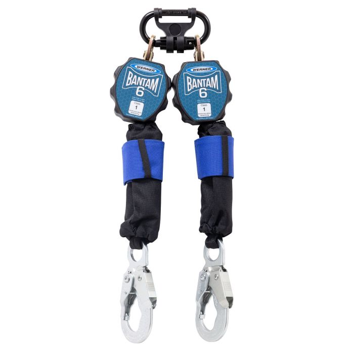 Werner R431006 6' Bantam Twin Leg Self-Retracting Lifeline - Webbed with Steel Snap Hook